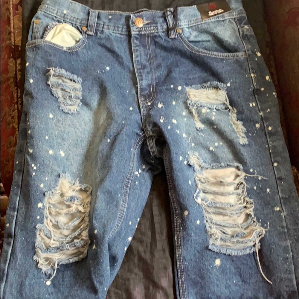 Blue Jean Shorts w/ Paint Designs size 34